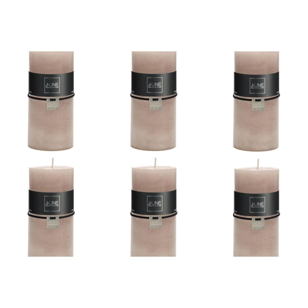 DUFTKERZE ZART - Grau - L - 52 Std. - 6er set - Altrosa, Paraffin (7/15cm) - J-Line