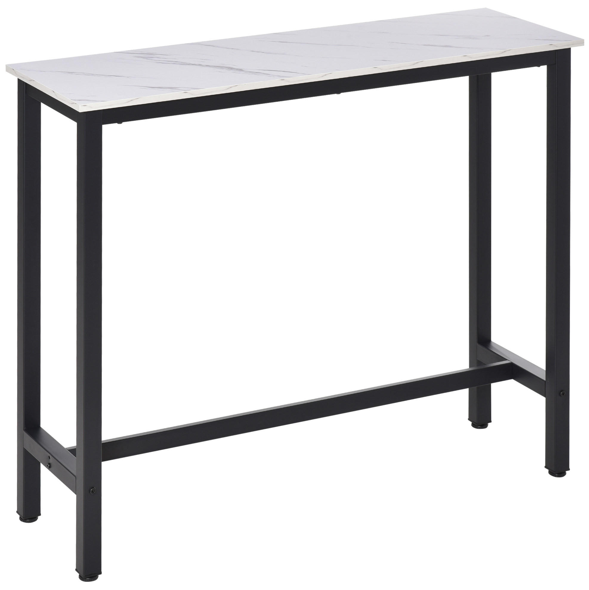 BARTISCH 120/40/100 cm mit verstellbaren Fußpads und Marmoroptik, Holzwerkstoff/Stahl, Weiß - Weiß, Holzwerkstoff (120/40/100cm) - Redom