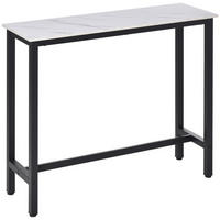 BARTISCH 120/40/100 cm mit verstellbaren Fußpads und Marmoroptik, Holzwerkstoff/Stahl, Weiß - Weiß, Holzwerkstoff (120/40/100cm) - Redom