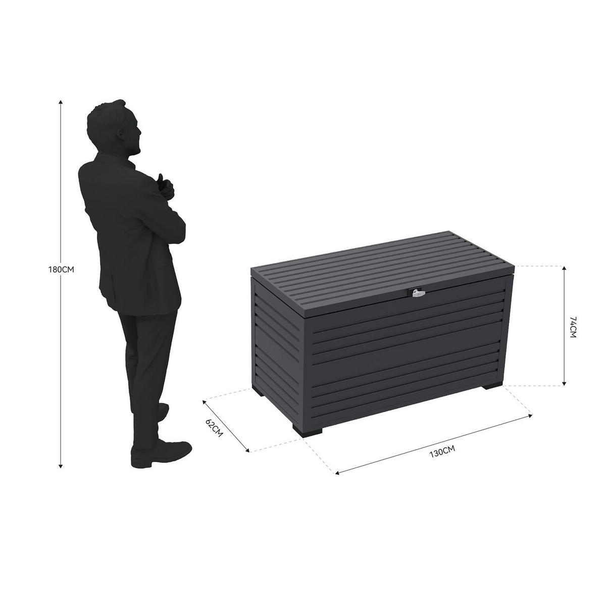 GARTENBOX 590L Aluminium 130 x 74 x 62 cm - Anthrazit, Metall (74/62/130cm) - WEIDE
