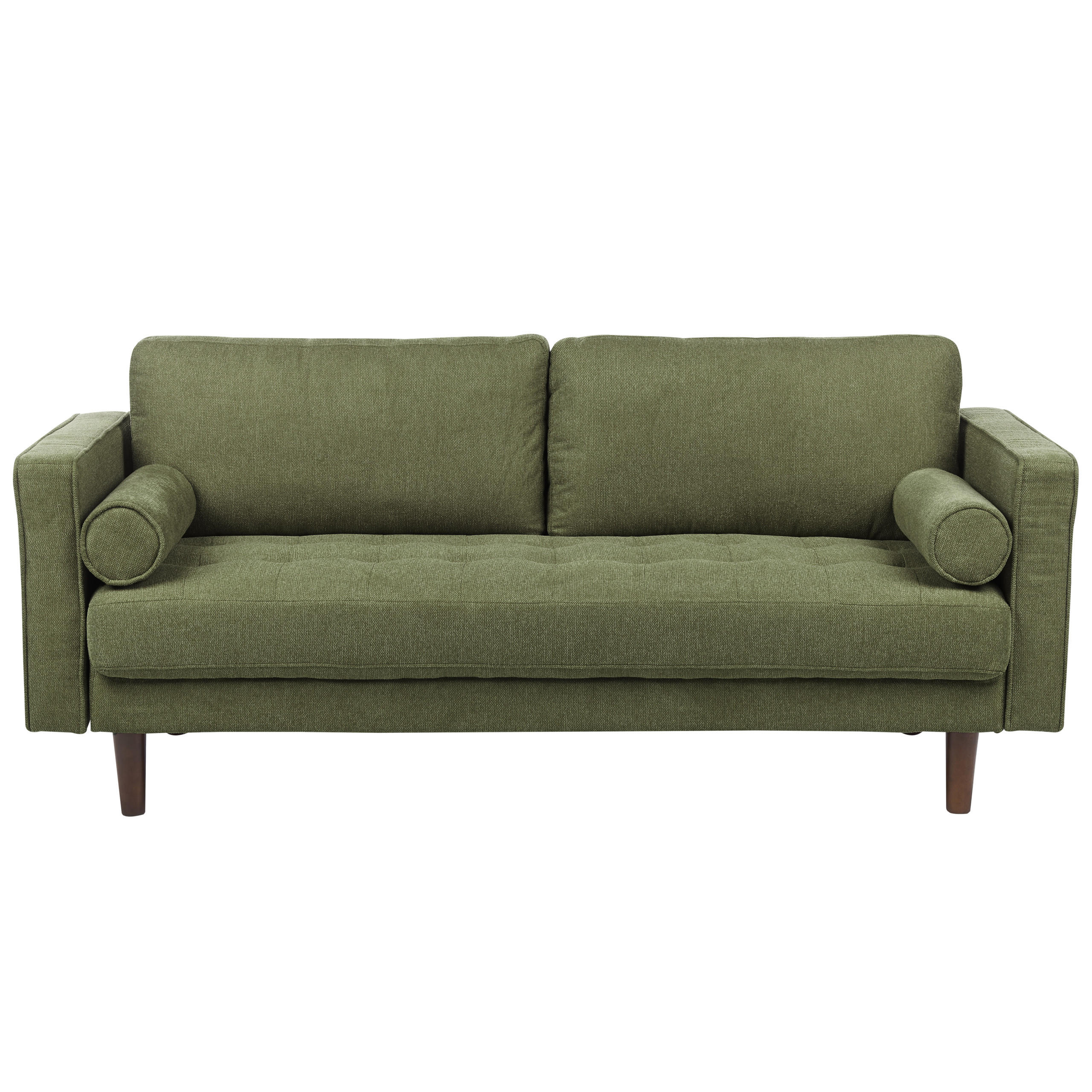 3-SITZER-SOFA dunkelgrün Nurmo - Dunkelbraun/Grün, Textil (177/78/74cm) - Beliani