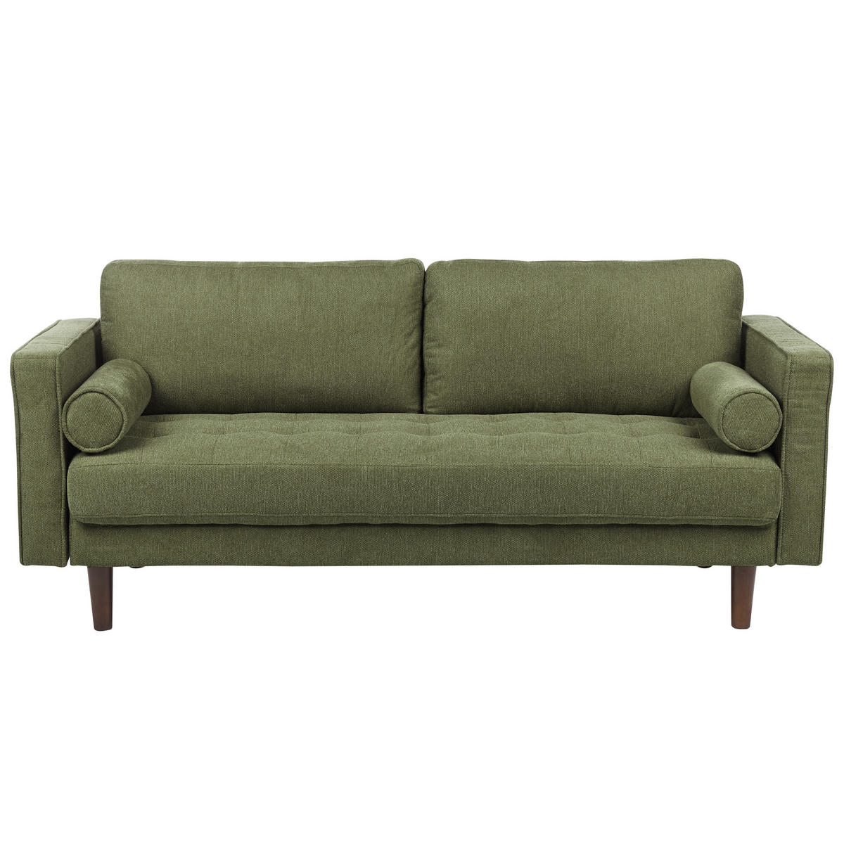 3-SITZER-SOFA dunkelgrün Nurmo - Dunkelbraun/Grün, Textil (177/78/74cm) - Beliani