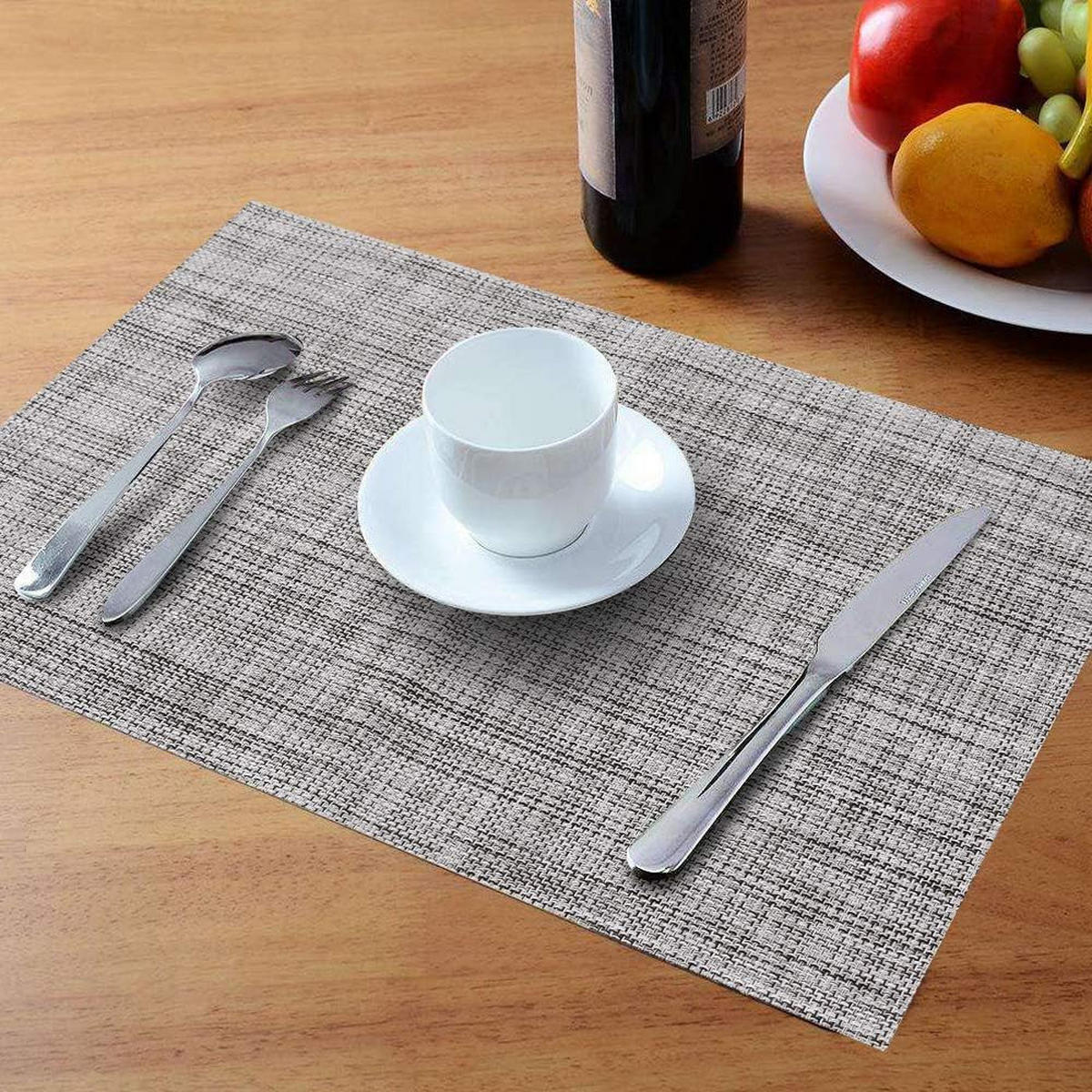PLATZSETS (4er-Set) – 30 x 45 cm – Grau - Grau, Leder (30/45cm)