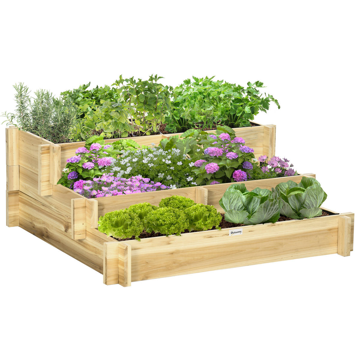 STUFENBEET, Naturfarben - Naturfarben, Holz (93/35/93cm) - Outsunny