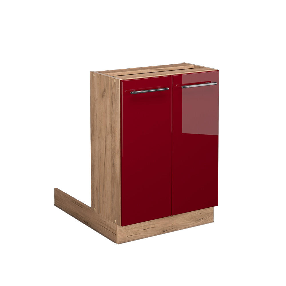 KÜCHENINSEL Fame-Line Bordeaux Hochglanz 60 cm ohne AP - Bordeaux/Eiche Wotan, Holzwerkstoff (60/82/30cm) - Vicco