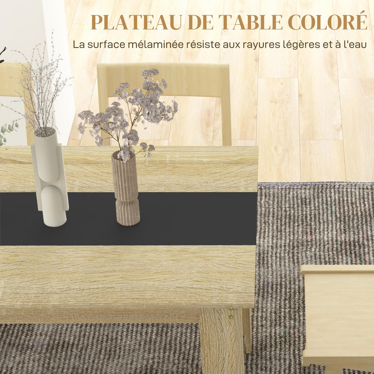 ESSTISCH Naturfarben Schwarz Skandinavischer Stil 140/89,5/75,5 cm - Eichefarben, Holz (89.5/140/75cm) - PANGIVO