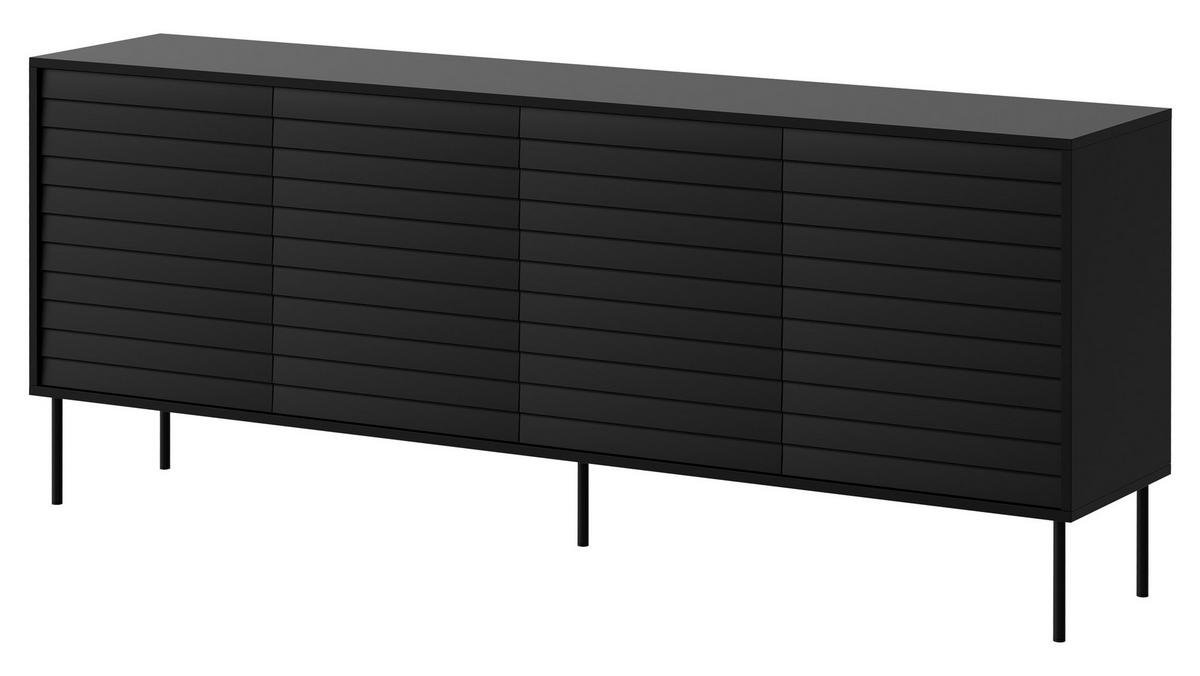 SIDEBOARD Cortina 200 4D - Schwarz, Holzwerkstoff/Metall (200/81/40cm) - MIRJAN24
