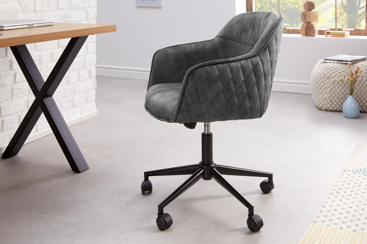 STUHL EUPHORIA Samt Dunkelgrau 90 cm - Dunkelgrau/Schwarz, Textil/Metall (58/81/60cm) - riess-ambiente