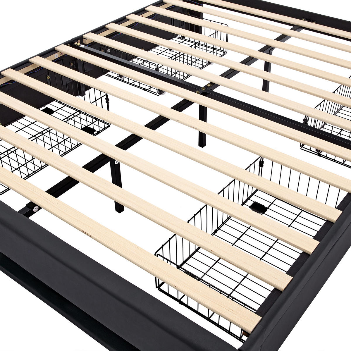 POLSTERBETT aus PU 140x200 cm in Schwarz mit LED-Beleuchtung & USB-Ladeanschluss - Schwarz, Leder (140/200cm) - Modfu