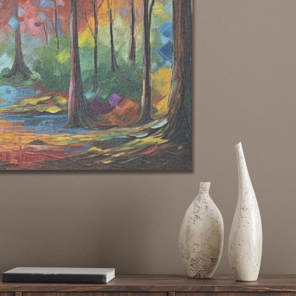 AKUSTIKBILD Landschaft - Wald - Farben - Natur Wanddeko 70x50 cm - Multicolor, Kunststoff (70/50/0.9cm) - MuchoWow