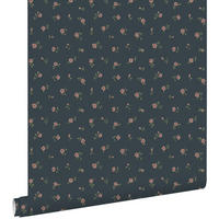 TAPETE Blumenmuster 50 x 900 cm - Blau, Papier (50/0.1cm) - ESTAhome