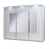 SCHIEBETÜRENSCHRANK PAVORA - 208 ×213×67 cm 3 Türen Alpinweiß / Weiß Hochglanz - Weiß, Holz/Holzwerkstoff (208/213/67cm) - Milaros Markt