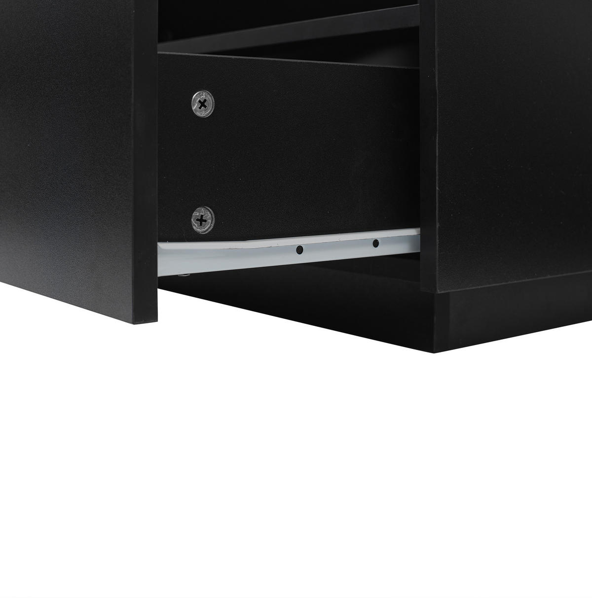 COUCHTISCH 70/70/41 cm in Schwarz mit LED-Beleuchtung und 2 Schubladen - Schwarz, Holzwerkstoff (70/70/41cm) - Flora Grace