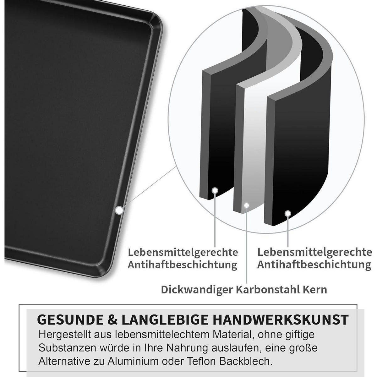 BACKBLECH 2er Set 31,5 cm x 24,5 cm - Schwarz, Metall (24.5/2.5/31.5cm)
