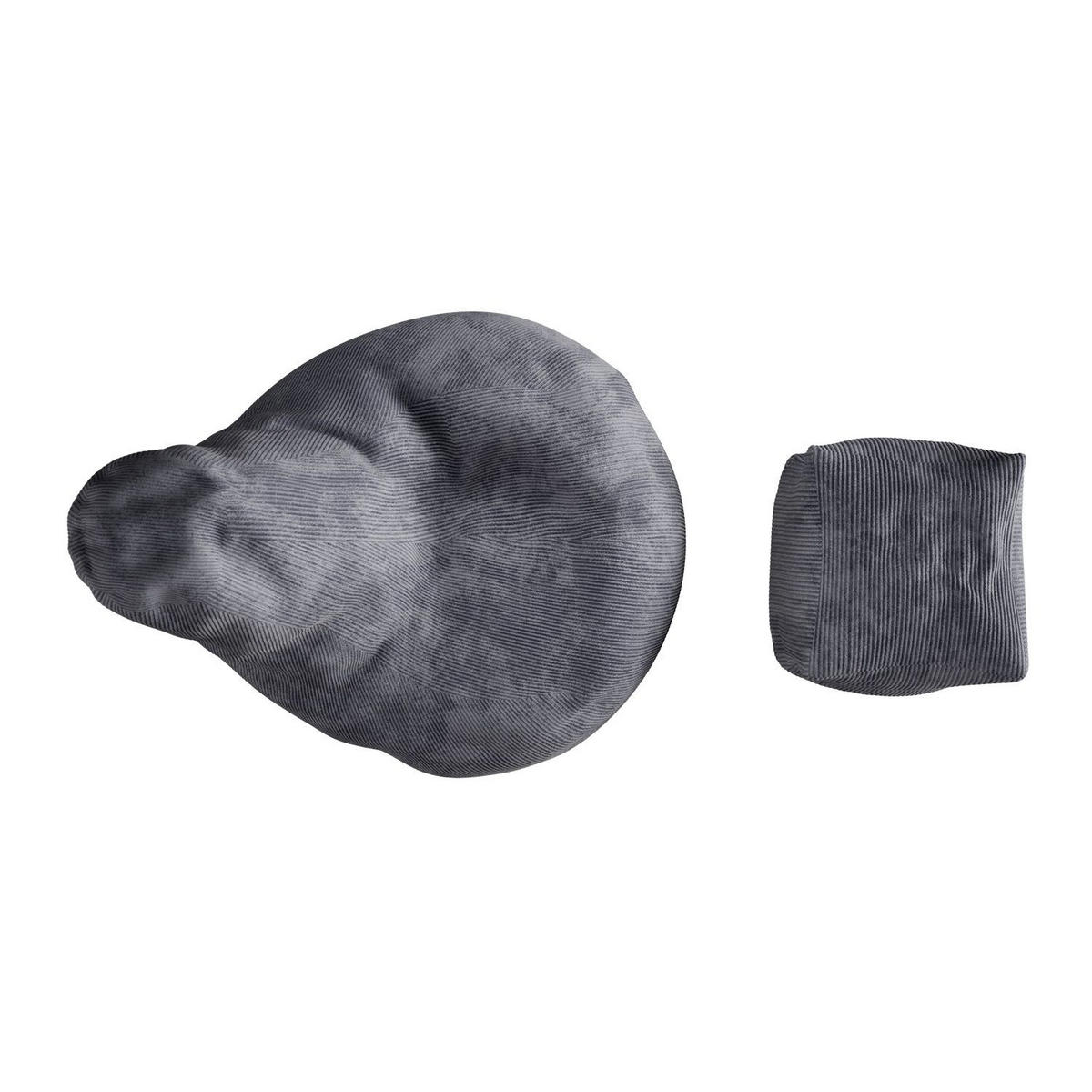 SITZSACK Chillex mit Hocker XL Cord dunkelgrau - Dunkelgrau, Textil (83/103/78cm) - Juskys