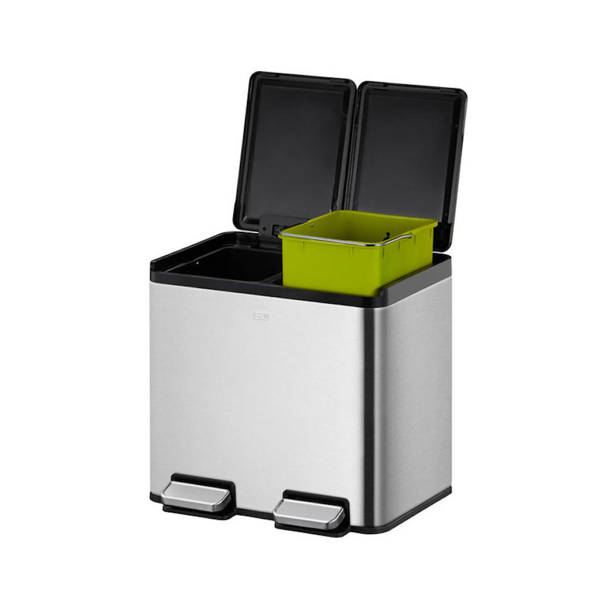 MÜLLEIMER rechteckig 20 Liter 37x40,3x33,2 cm Silber - Silberfarben, Metall (40.3/36.9/33.2cm) - PROREGAL