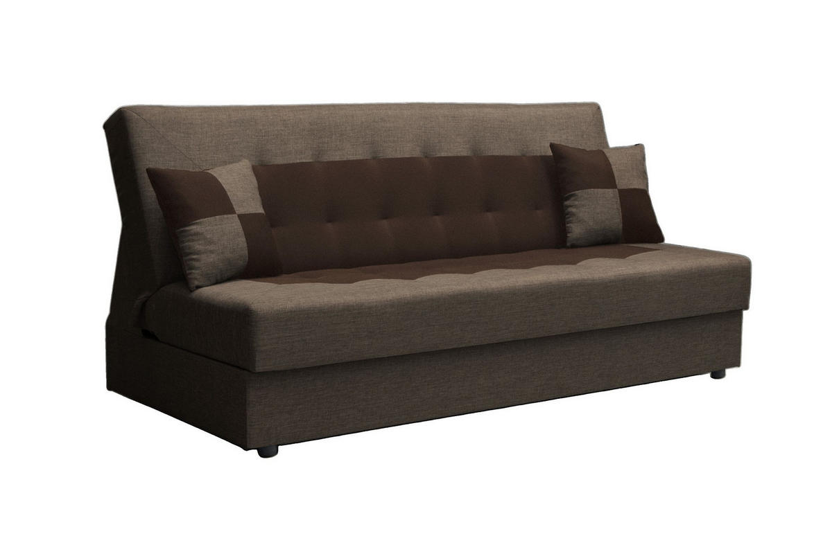 SOFA POLO mit Schlaffunktion SAWANA 25+16 mit Stauraum - Braun, Textil (80/96/192cm) - Bedante
