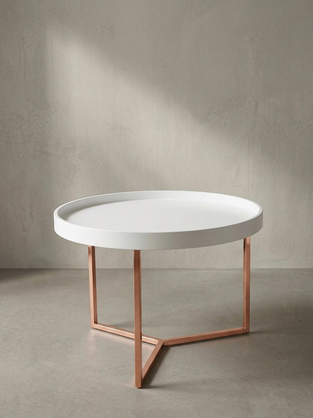 SOFATISCH LIA Rund mit Metallgestell, abnehmbares Tablett und Anti-Rutsch-Noppen, Bronze 58 x 58 x 42 cm - Bronzefarben, Holz/Metall (58/58/42cm) - KADIMA DESIGN