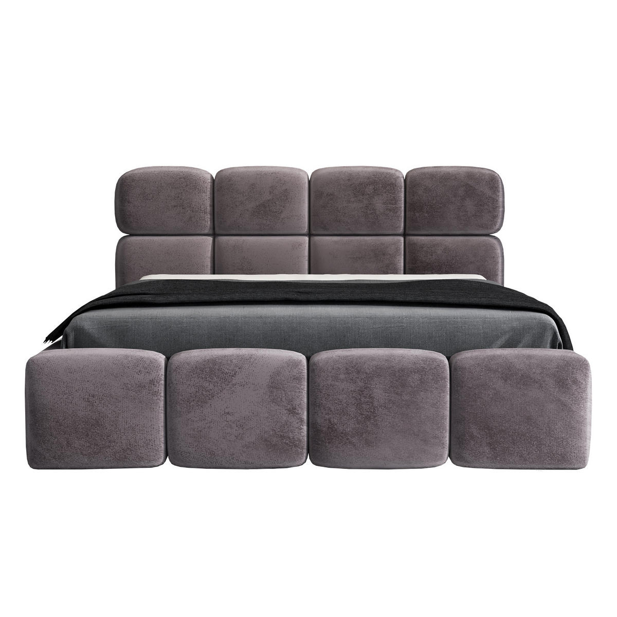 POLSTERBETT MONAKO 160x200 Grau - Grau, Textil (160/200cm) - A&J MöbelLand