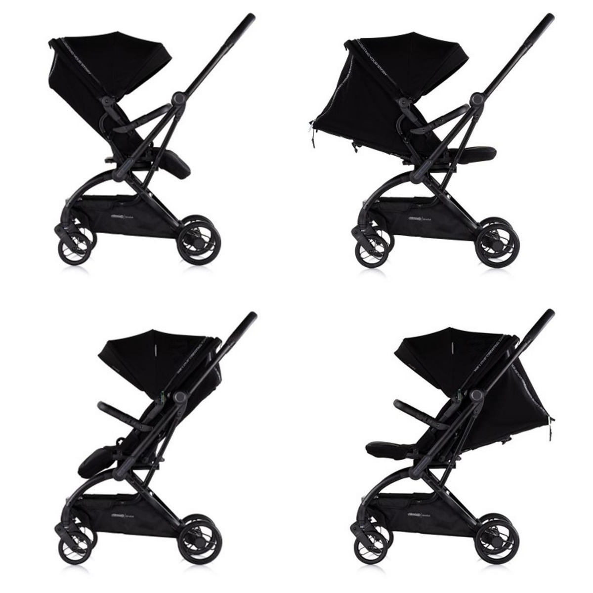 KINDERWAGEN Revolut schwarz Sitz 360 Grad drehbar, verstellbar, EVA-Reifen - Schwarz, Metall (57/48/109cm) - Chipolino