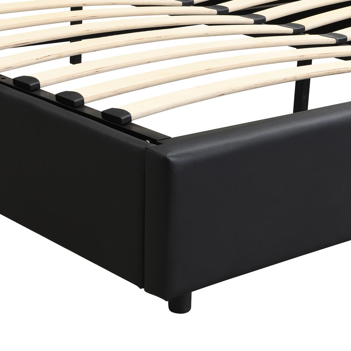 POLSTERBETT aus Kunstleder 180x200 cm in Schwarz mit USB & Wireless Charging - Schwarz, Leder (180/200cm) - Modfu