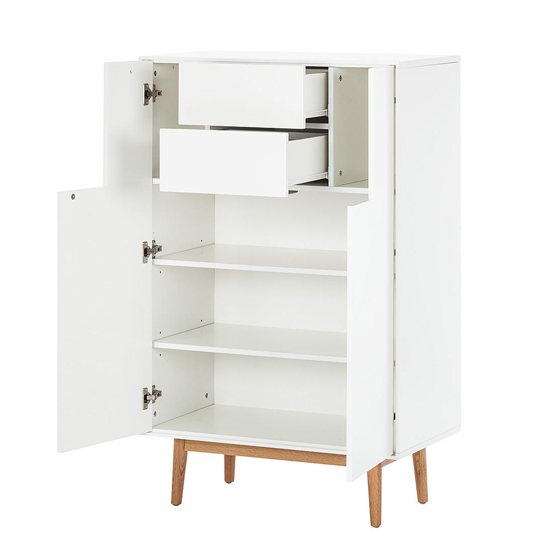 HIGHBOARD mit 2 Schubladen - Eichefarben/Weiß, Holzwerkstoff (80/128/45cm) - home24