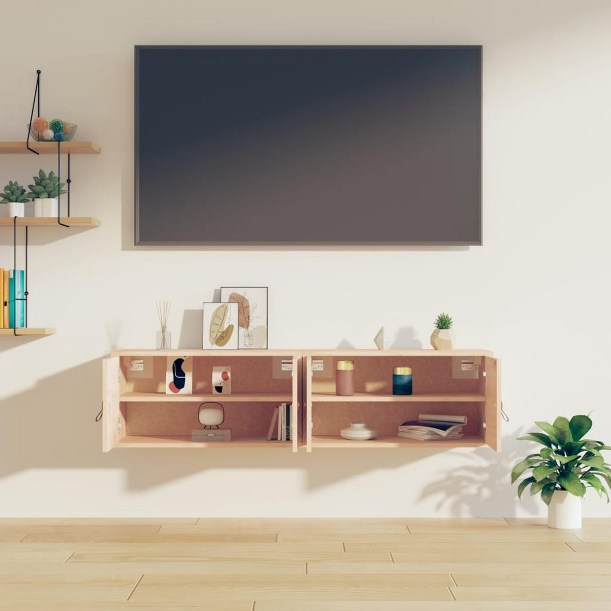 HÄNGEELEMENT mit 2 Türen 2-tlg. 60/30/30 cm aus Massivholz Kiefer Max. Belastbarkeit 60 KG - Braun, Holz (60/30/30cm) - vidaXL