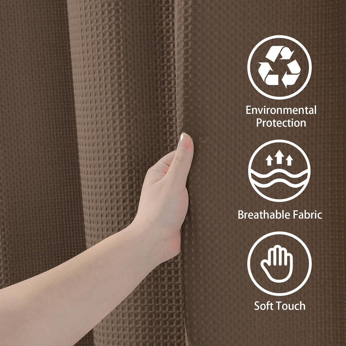 DUSCHVORHANG Waffelstoff Braun 92 x 182 cm - Braun, Textil (92/182cm)