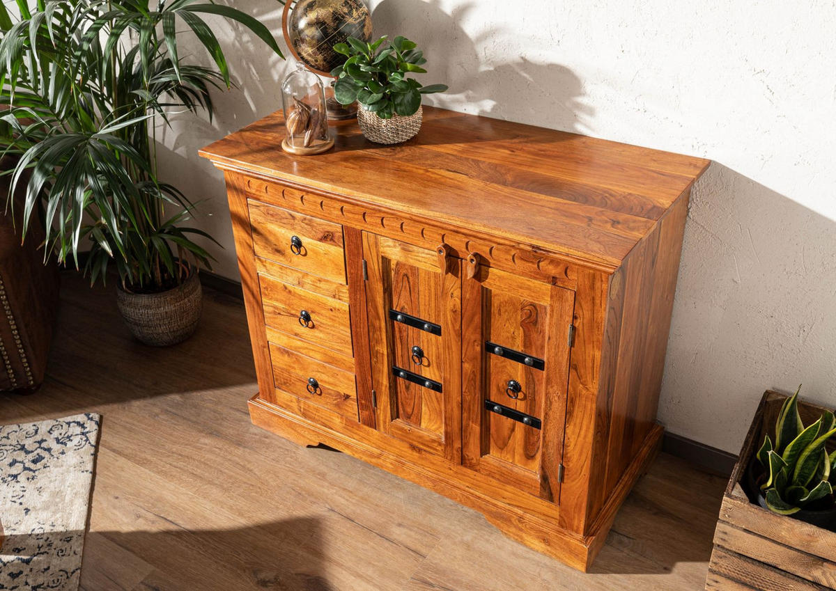 KOMMODE Akazie 106x50x85 honig lackiert OXFORD #0408 - Braun, Holz (106/85/50cm) - Massivmoebel24