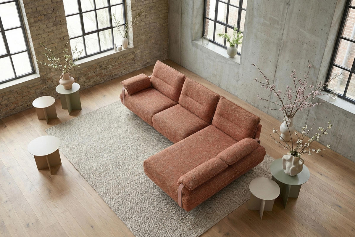 ECKSOFA ANISSA Braun Flachgewebe - Dunkelbraun/Schwarz, Kunststoff/Textil (185/297cm) - KAWOLA