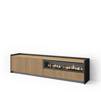 LOWBOARD, Eiche und Schwarz, 207/37/50cm, Elektrokamin, Led - Eichefarben, Holzwerkstoff (207/50/37cm) - Skraut Home