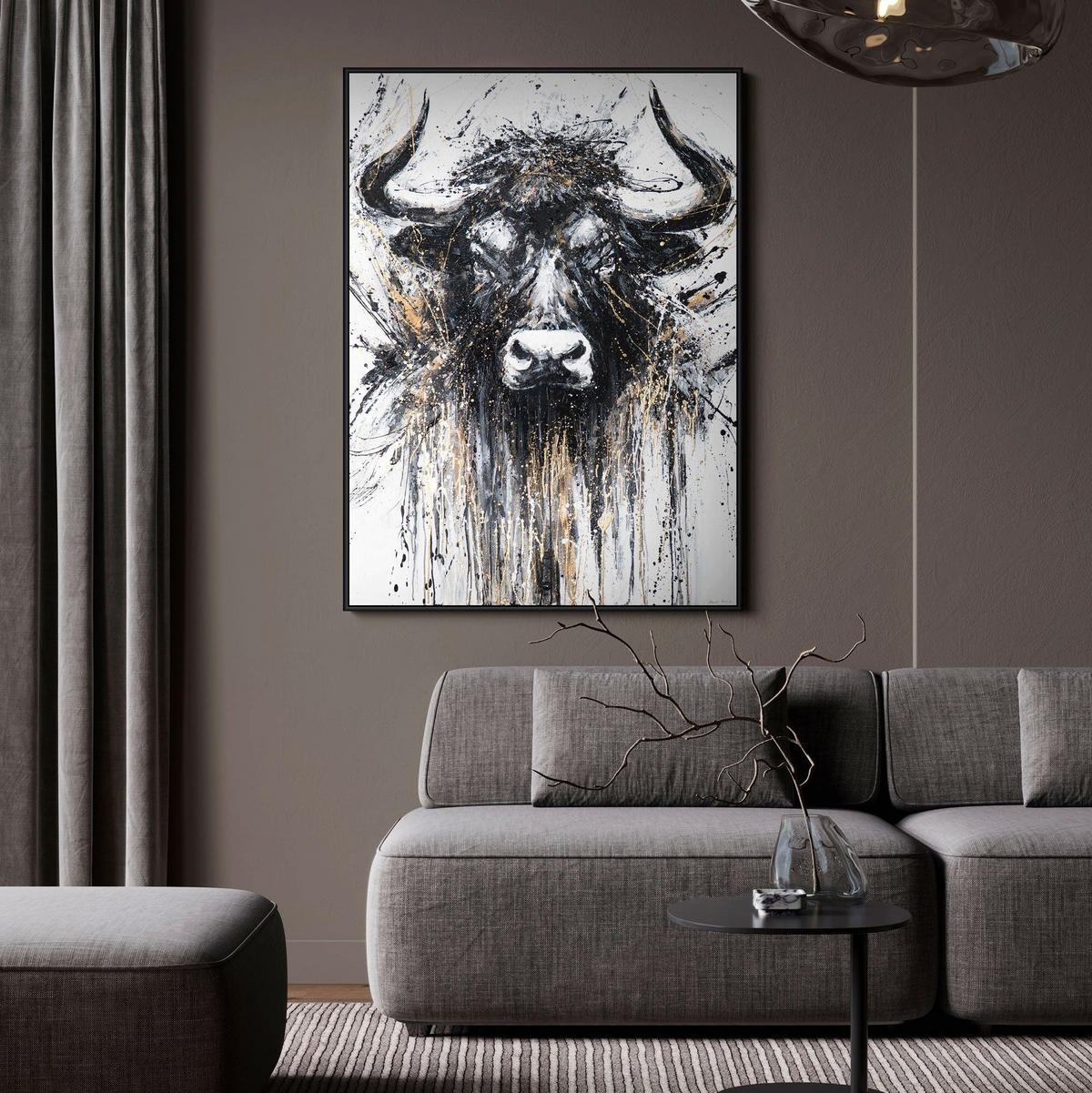 GEMÄLDE Ungezähmter Geist Schattenfugenrahmen Schwarz 140x100 cm - Schwarz, Holz (140/100cm) - YS-art gallery