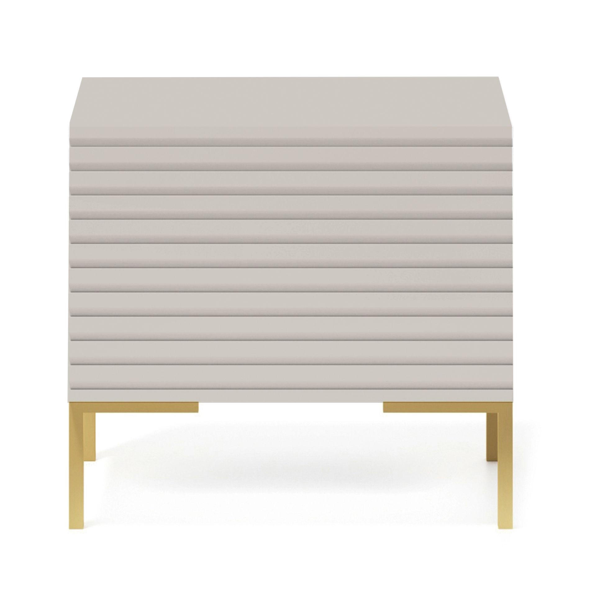 NACHTTISCH Lammelo Greige mit goldenen Beinen 46 cm - Taupe/Goldfarben, Holzwerkstoff/Metall (46/44/32cm) - Selsey