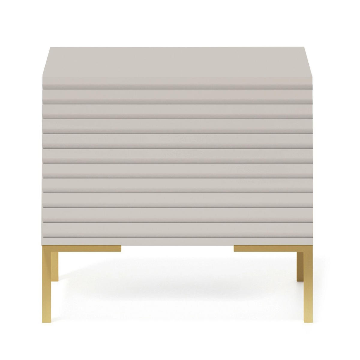 NACHTTISCH Lammelo Greige mit goldenen Beinen 46 cm - Taupe/Goldfarben, Holzwerkstoff/Metall (46/44/32cm) - Selsey
