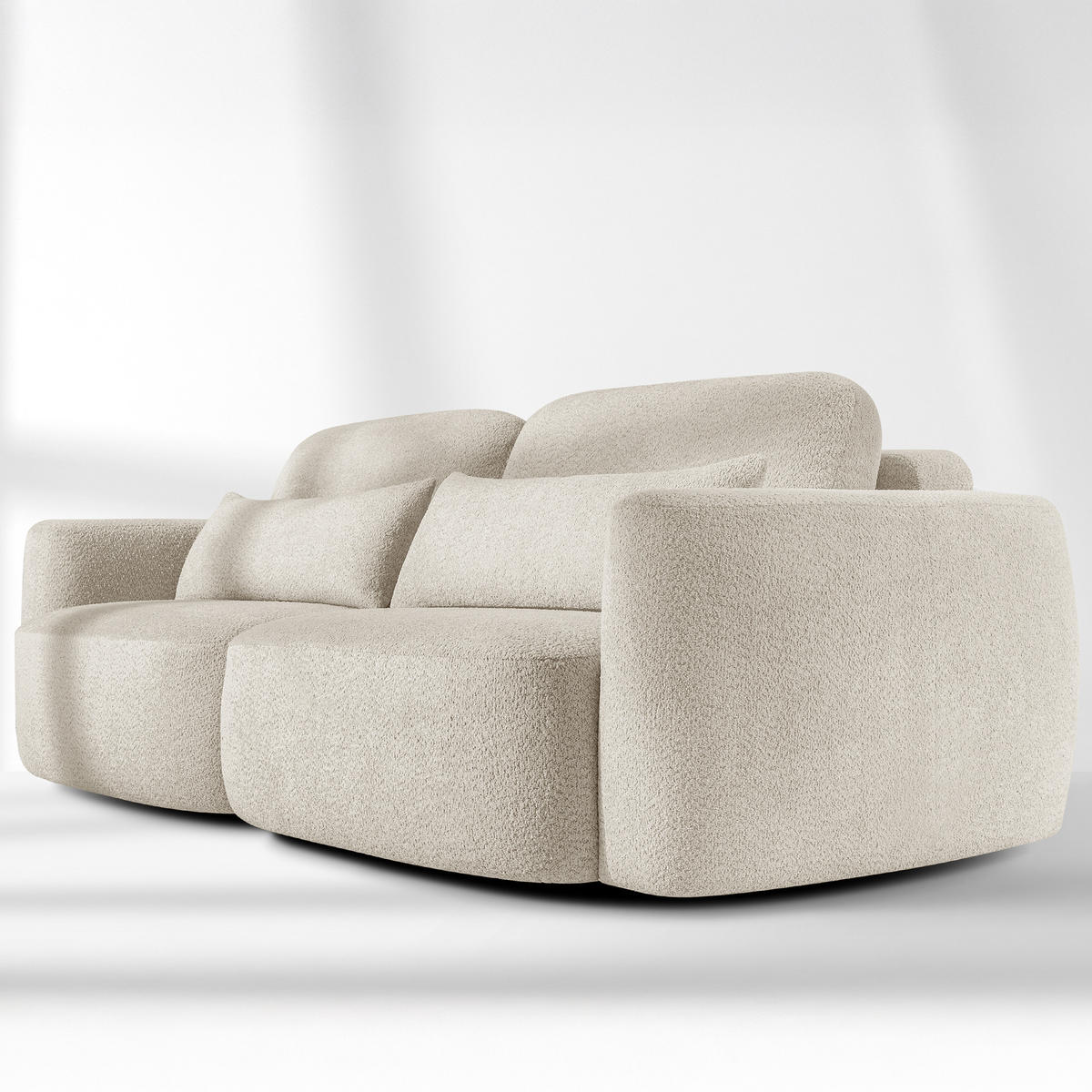 SOFA 3 ELOSA - Weiß, Holz/Textil (245/85/115cm) - KONSIMO®