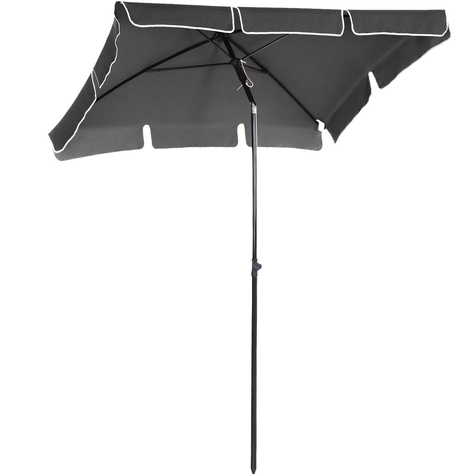SONNENSCHIRM 198/130/245 cm grau aus Aluminium neigbar - Grau, Holzwerkstoff (130/198cm) - OKWISH
