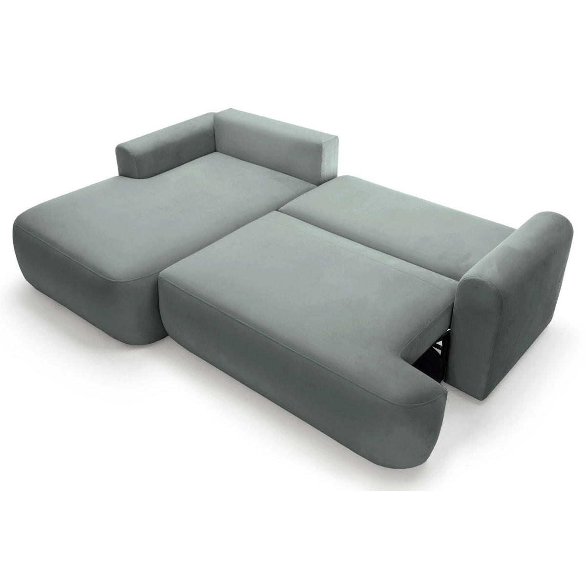 ECKSOFA Ovo Grau mit wasserabweisendem Samtbezug - Schwarz/Grau, Kunststoff/Textil (260/165cm) - Selsey