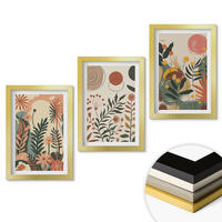 WANDBILDER 3er Set - 20x30 cm Goldrahmen - Vintage-Pflanzenmuster in Pastellfarben - Goldfarben, Kunststoff (20/30cm) - ArtPrintCave