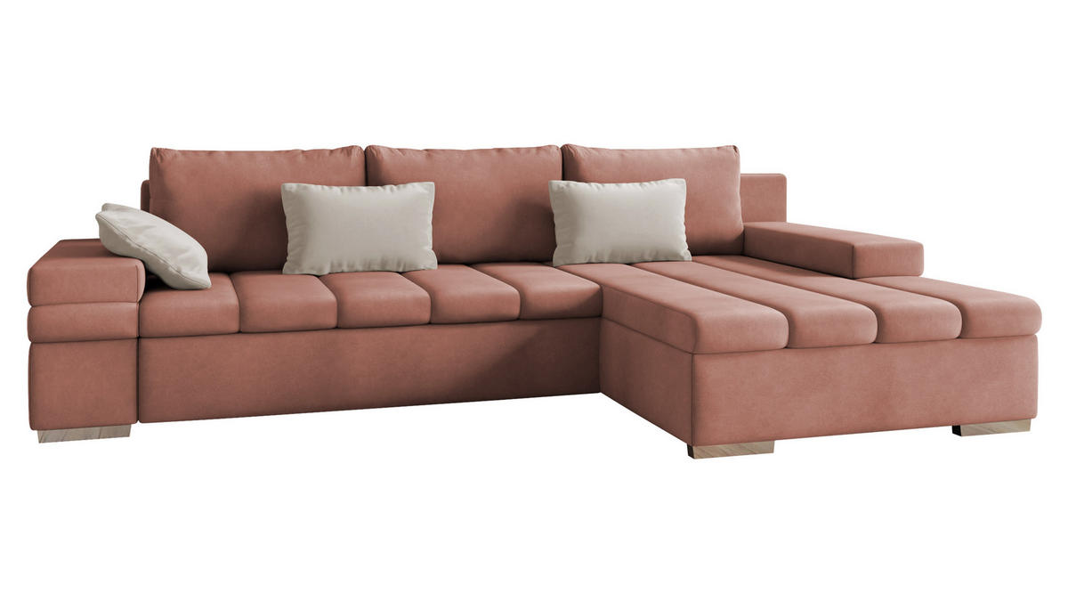 ECKSOFA Bangkok, Seite: Rechts - Silberfarben/Rosa, Holz/Textil (310/175cm) - MIRJAN24