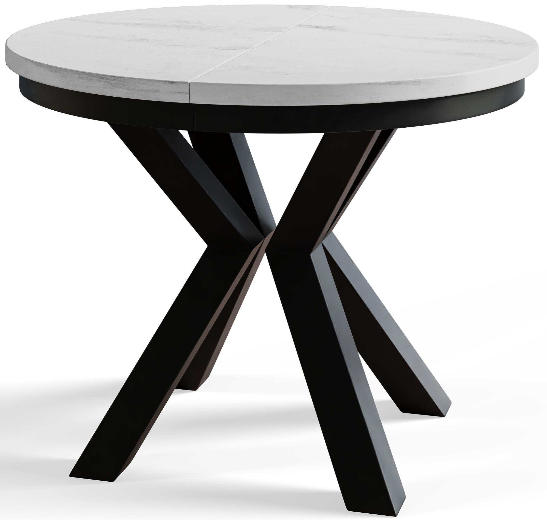 ESSZIMMERTISCH LOFT, ausziehbarer Tisch 120 cm/200 cm, Farbe: Hellgrau, mit Metallbeinen in Farbe Schwarz - Hellgrau/Schwarz, Holzwerkstoff (120/120/76cm) - Alpi-Möbel