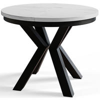 ESSZIMMERTISCH LOFT, ausziehbarer Tisch 100 cm/180 cm, Farbe: Hellgrau, mit Metallbeinen in Farbe Schwarz - Hellgrau/Schwarz, Holzwerkstoff (100/100/76cm) - Alpi-Möbel