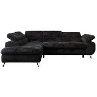 ECKSOFA PETER L Schwarz Plüsch - Links Seite - Schwarz, Textil/Metall (208/273cm) - MKS