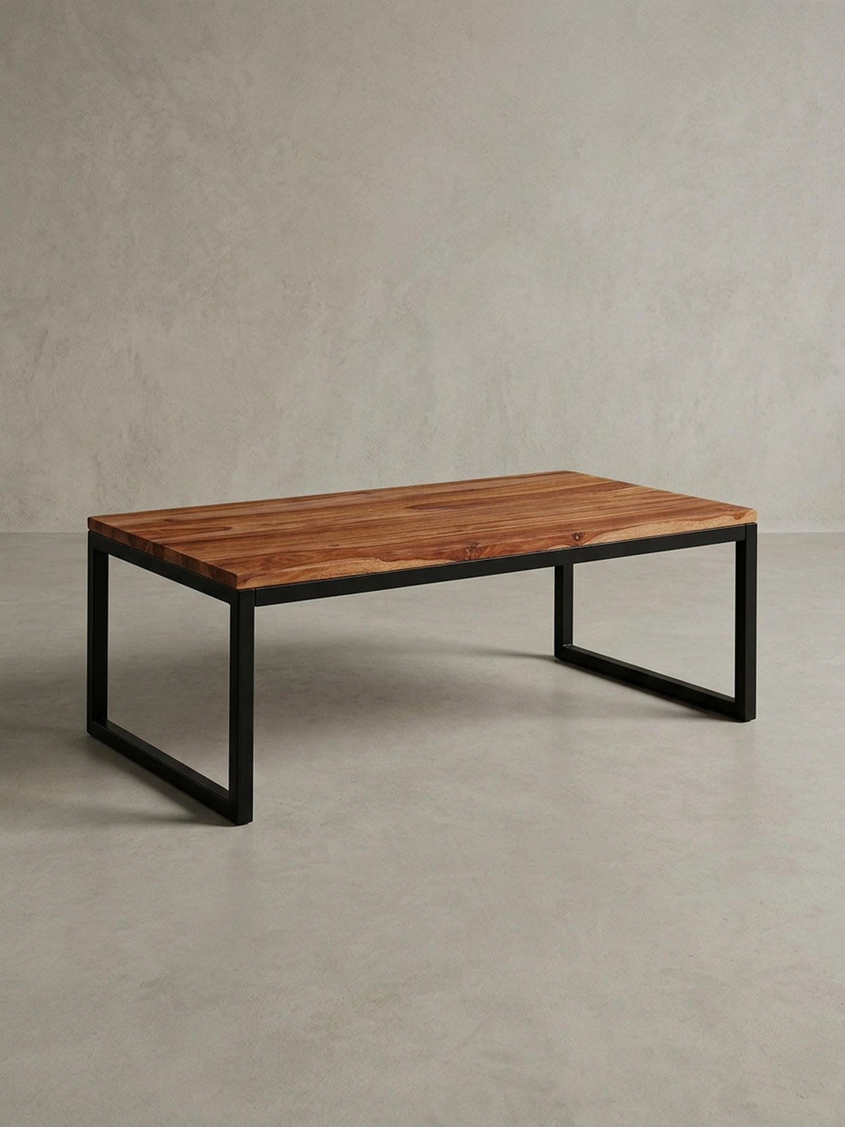 COUCHTISCH Industrie-Stil in Sheesham-Holz massiv, Unikat mit einzigartiger Maserung - Schwarz/Braun, Holz/Metall (60/110/40cm) - KADIMA DESIGN
