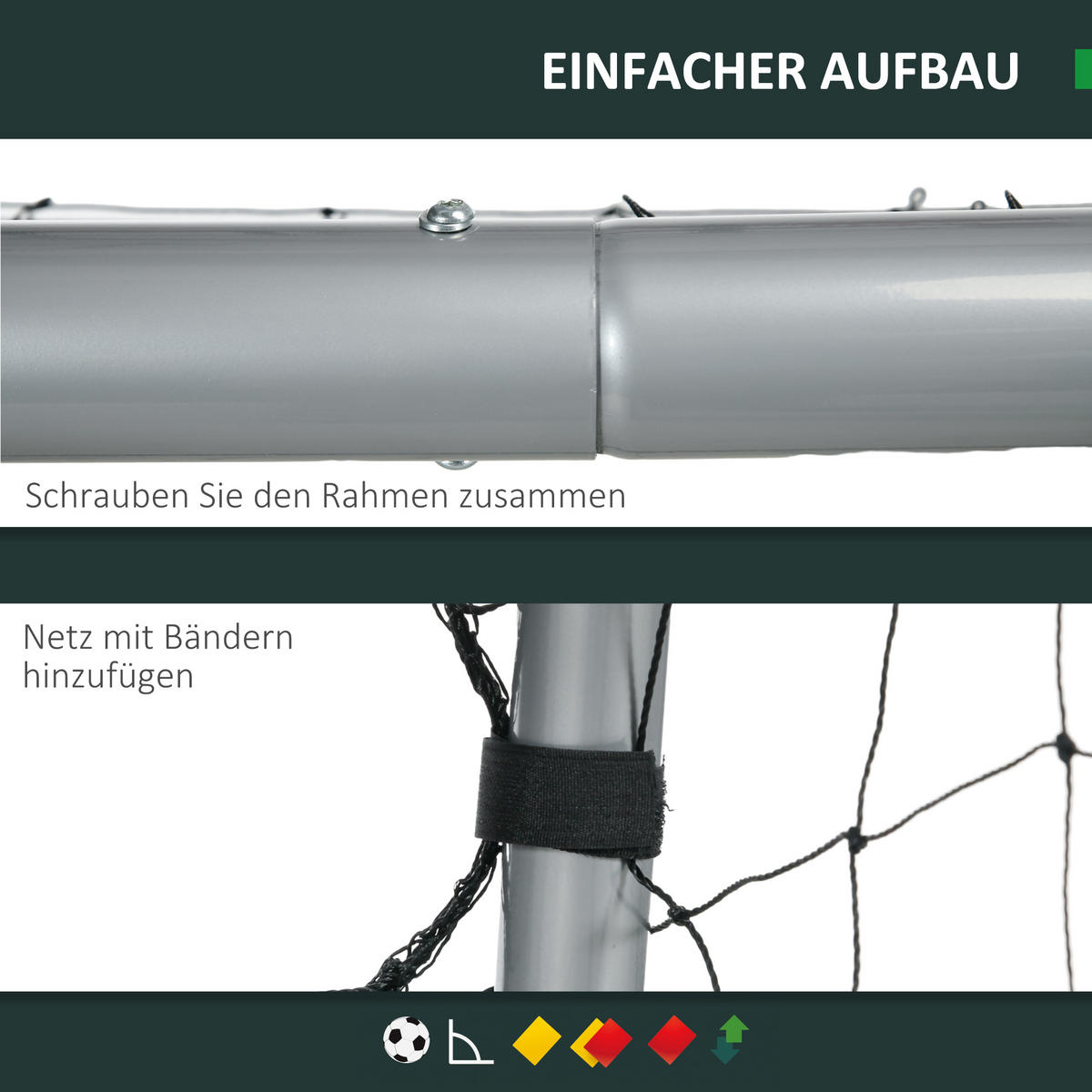 FUSSBALLTOR DE-10568 240x160 cm, wetterfest Grau - Grau, Metall (85/240cm) - ComfortXL