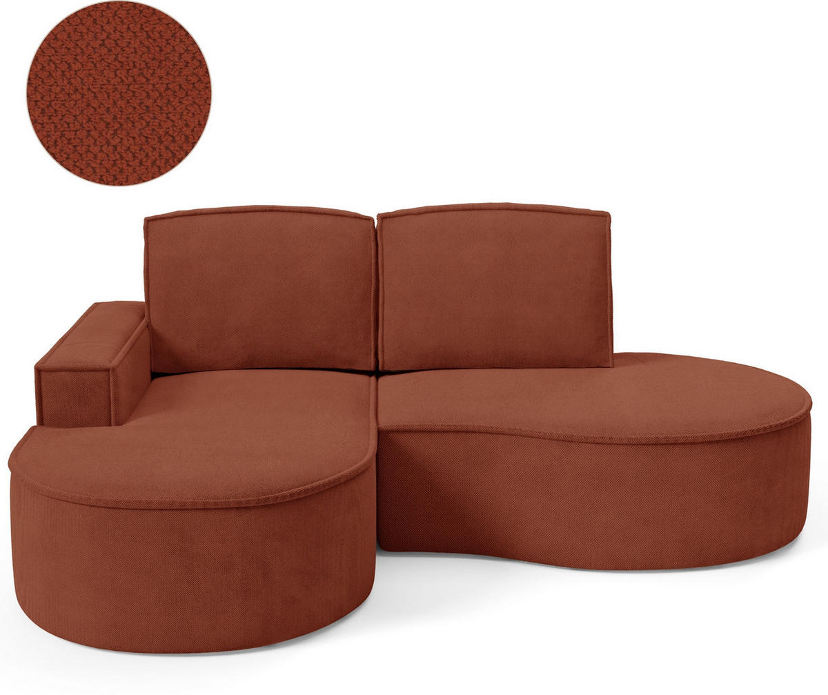 ECKSOFA Flow Rot, mit Kissen in Curio Stoff, linke seite - Rot, Holzwerkstoff/Textil (210/157cm) - Bettso