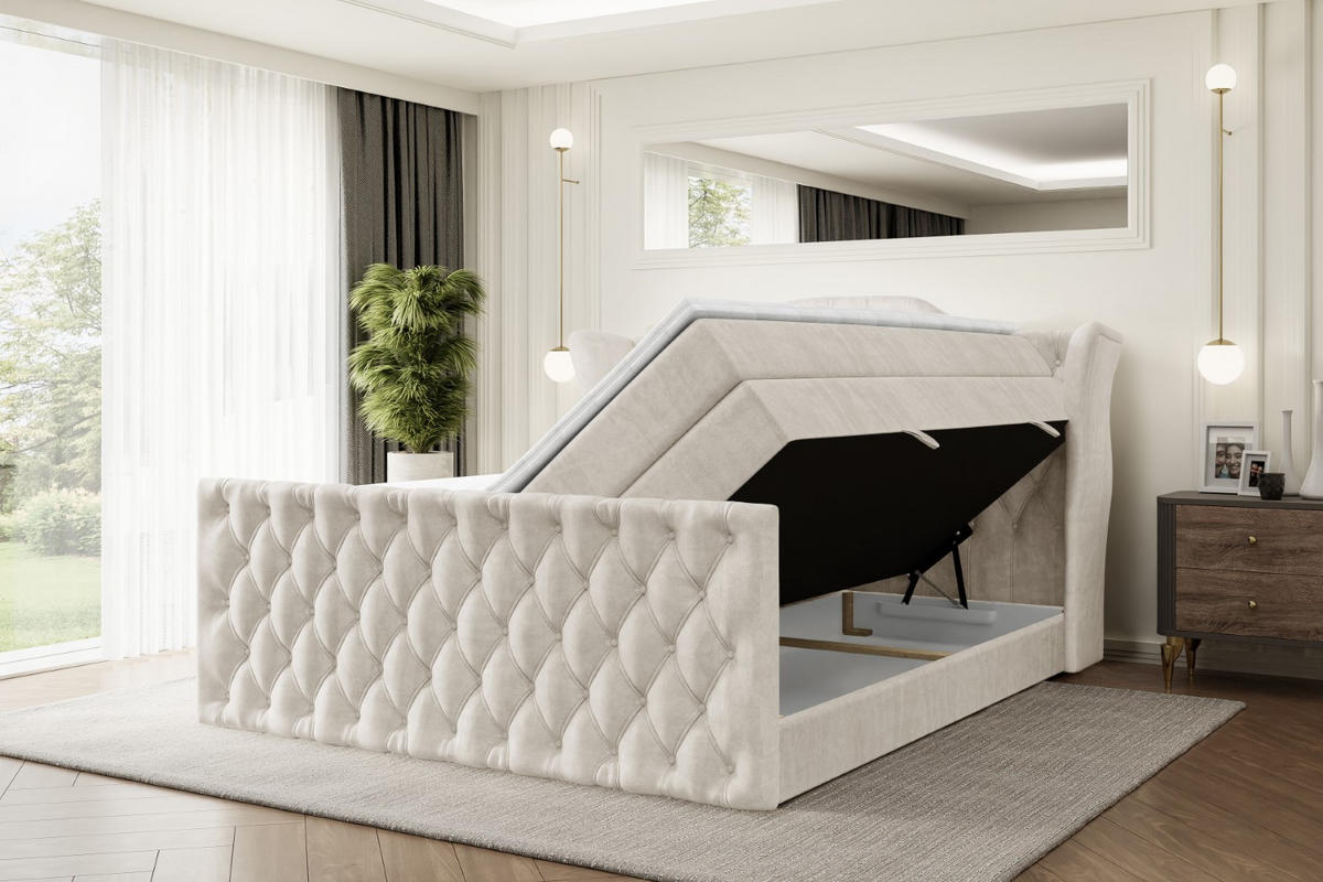 BOXSPRINGBETT VILA-Z KING - 140x200 - H3/H4 - Creme - Creme, Holzwerkstoff (140/200cm) - ALTDECOR