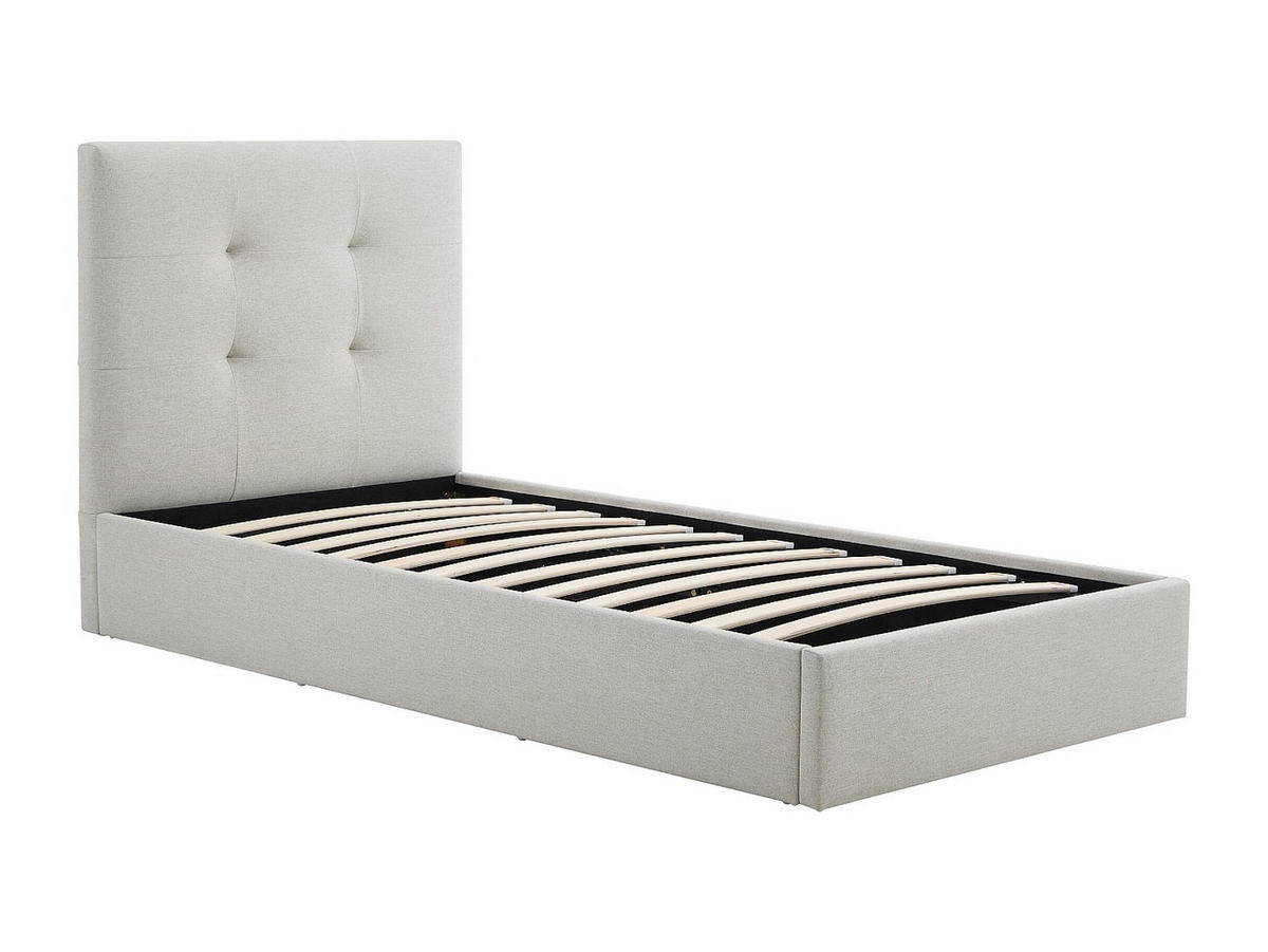 BETT mit Bettkasten - 1 Person - Stoff - Beige - Beige, Textil (90/190cm) - Vente-Unique