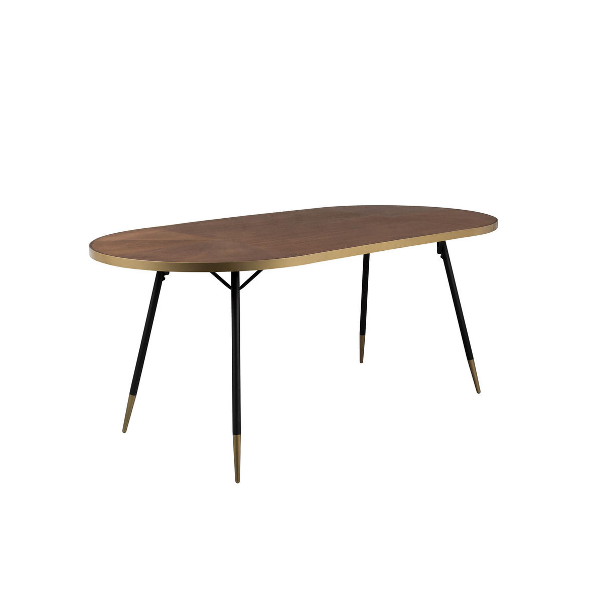 ESSTISCH Denise Oval 220x90 cm Braun/ Gold - Braun, Holz (200/90/75cm) - Housecraft Living