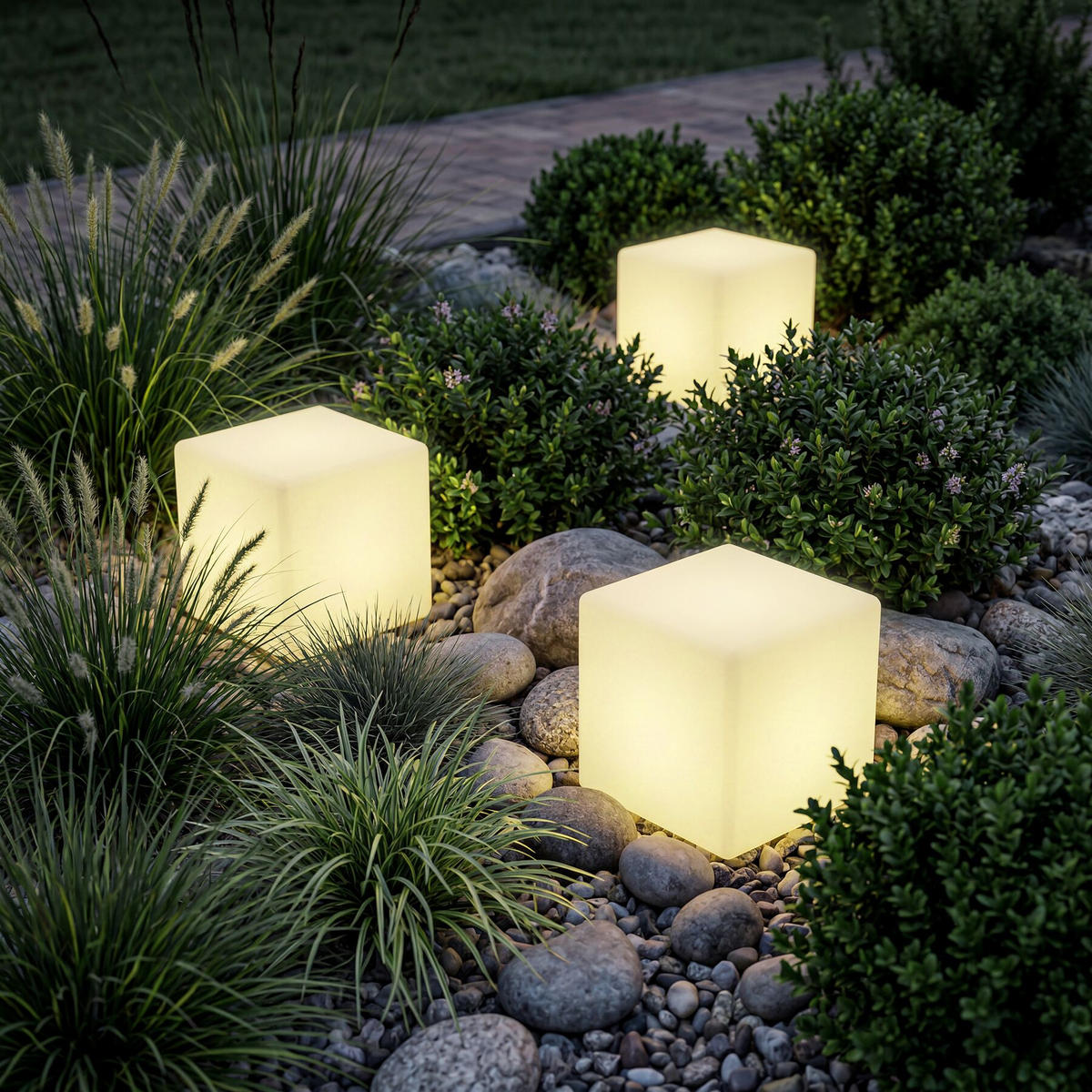 LEUCHTWÜRFEL Luminous Cube, Belastbarkeit 100 kg, inkl. Erdspieß, weiß - Weiß, Kunststoff (35/35/35cm) - tectake