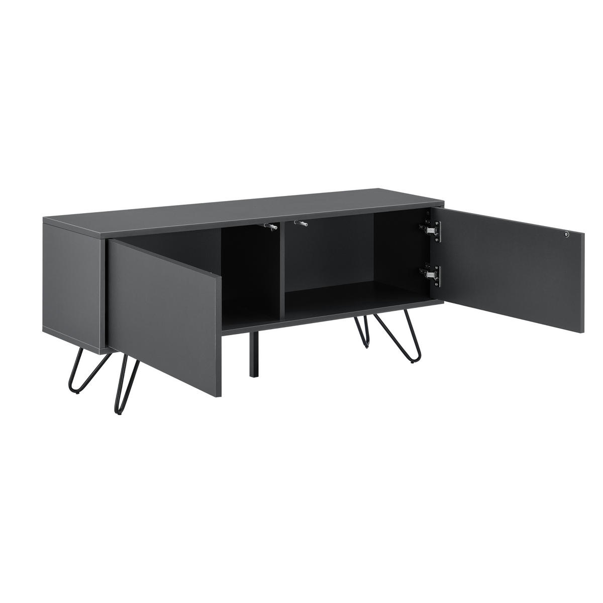 LOWBOARD Bollebygd - Dunkelgrau/Schwarz, Holzwerkstoff/Metall (110/46.5/30cm) - [en.casa]